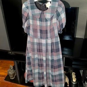 I. Madeline plaid short sleeve dress size L good cond